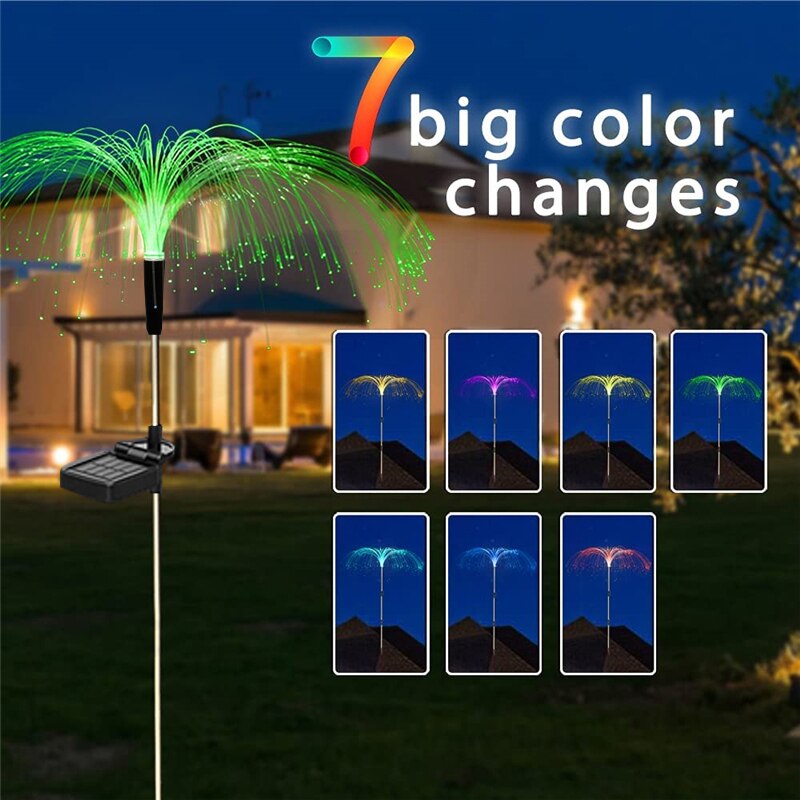 Solar Jellyfish Lights Waterproof Garden Lights Fiber Optic Lights Luminous Charging Garden Decorative Lights