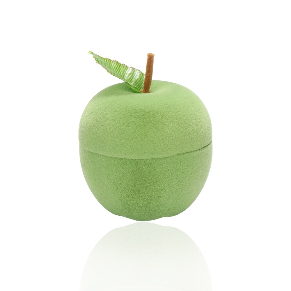 Caja de terciopelo con forma de manzana y pera para guardar joyas, collar, pendientes, anillo, caja de , 1 Uds.: apple green