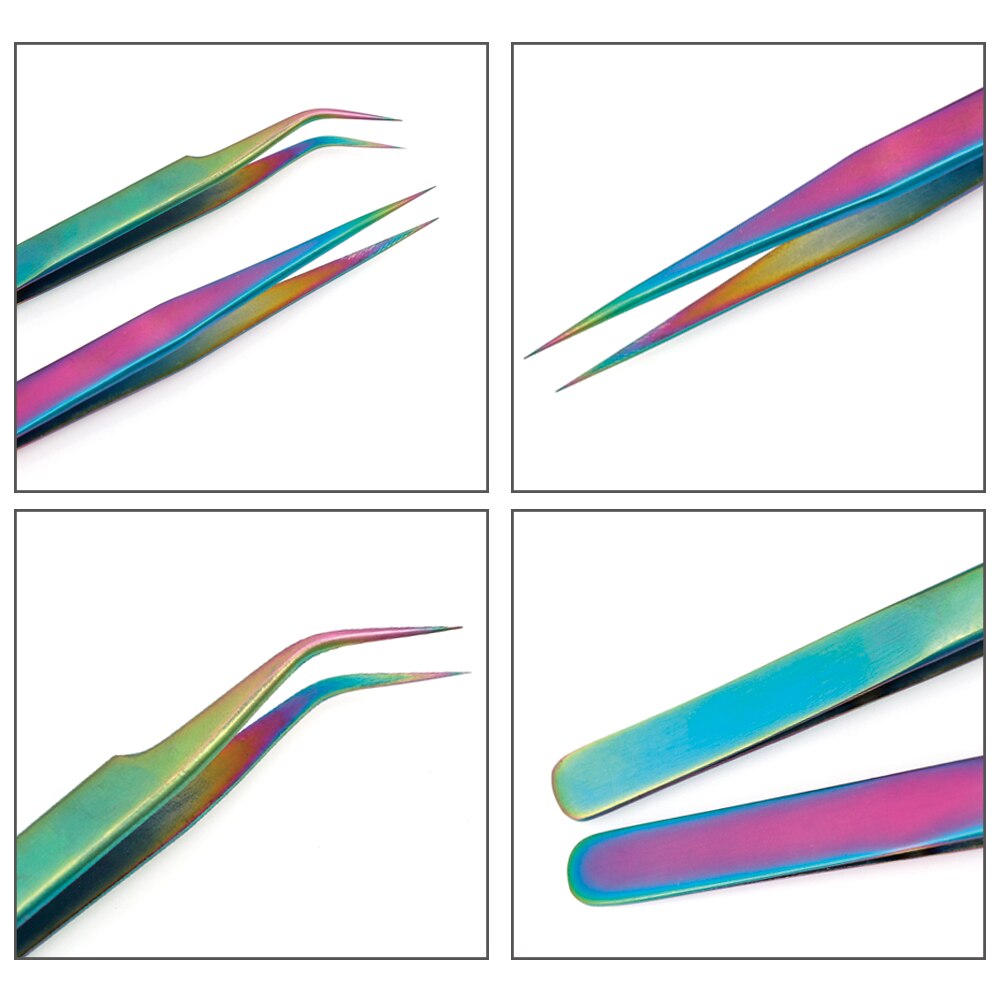 Lash Eyebrow Tweezers Eyelash Extension Colorful Nails Decor Picker Stainless Steel Superhard Tweezers Manicure Makeup Nail Tool
