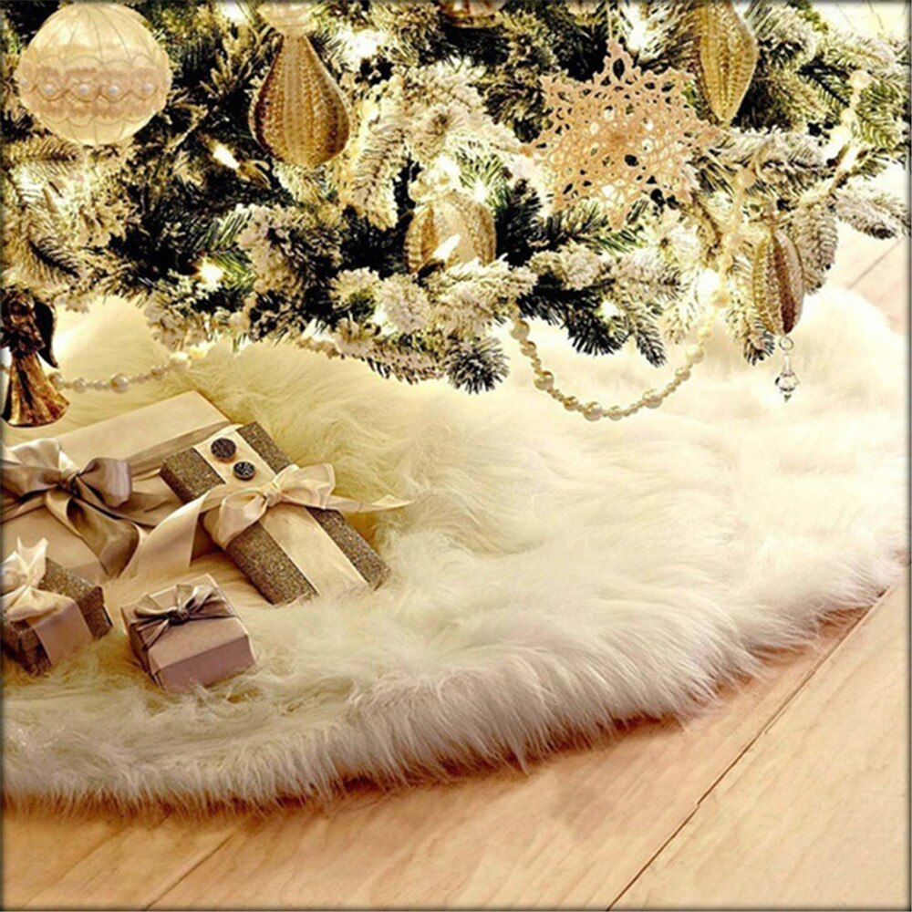 Delantales de falda de árbol de Navidad de felpa blanca, alfombra de árbol de Navidad, decoraciones navideñas para el hogar, decoración de Navidad de Año , 78/90/120CM
