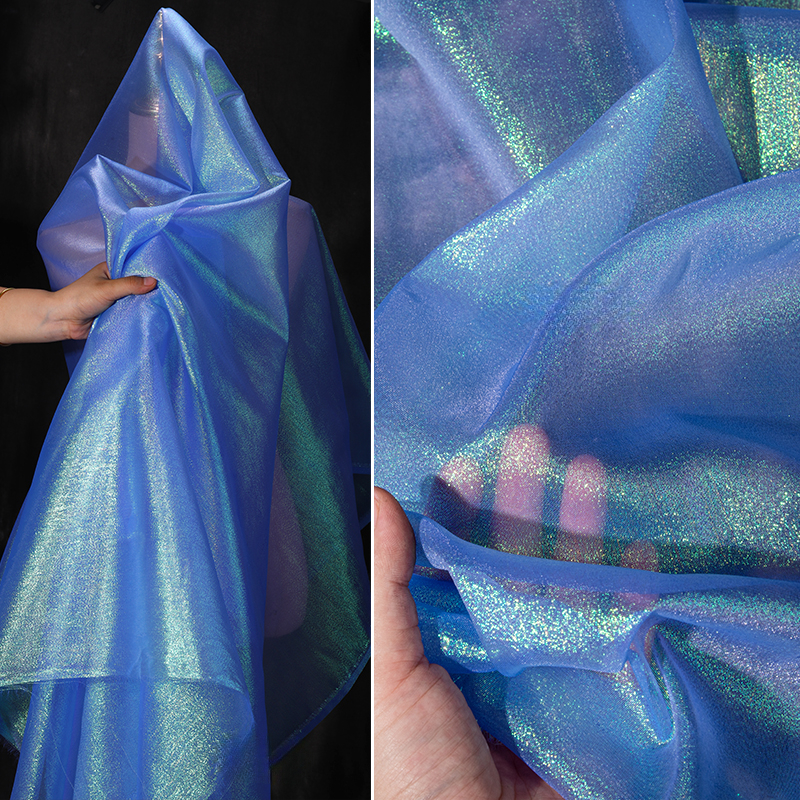 Gradiënt Organza Zijden Gordijn Gouden Bruiloft Kleuterschool Kleding Jurk Creatieve Podiumstof Achtergrondstof