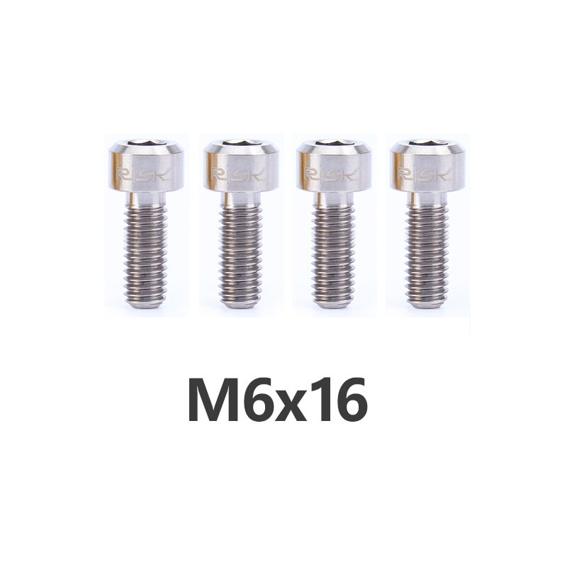 RISK 4pcs M6x16/18/20mm 4 Colors Titanium Alloy Bicycle Disc Brake Clamp Bolt Suit For SLX XT MTB Bike Device Fixed Screw Bolts: M6x16mm Titanium
