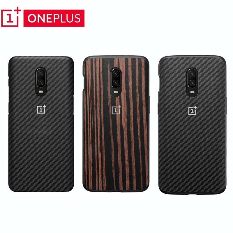 Oryginalny oficjalny dla OnePlus 6T prawdziwy piaskowiec Karbon matowy silikonowy czerwony zderzak drewno hebanowe szczupły powrót skóra twarda obudowa okładka