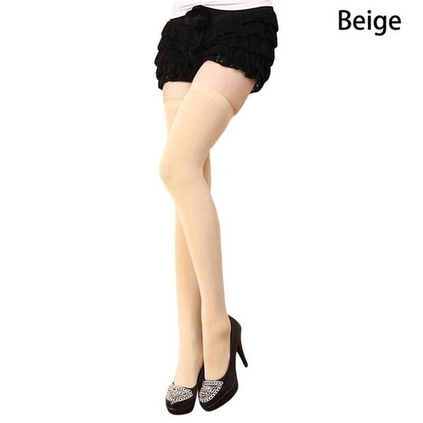 Chaussettes Sexy en coton au dessus du genou, 1 paire, bas haut de cuisse, mince, coloré, noir, gris, blanc, , Long, directe: skin