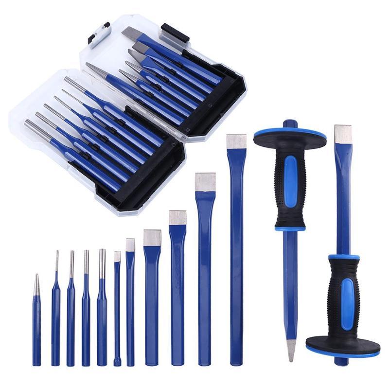 Fghgf 12 Stks/set 3-8Mm Legering Staal Houtsnijwerk Tool Punch Pin Beitel Klinknagel Schroef Mark Gat Houtwerk carve Set