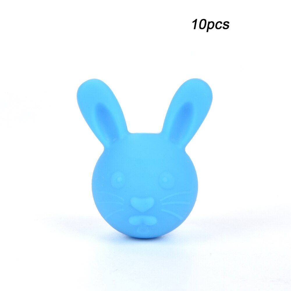 LOFCA 10 sztuk królik koraliki ząbkowanie silikonowe bpa-free Baby gryzaki zwierząt króliczki kulki silikonowe dla naszyjnik opieka stomatologiczna: deep sky blue