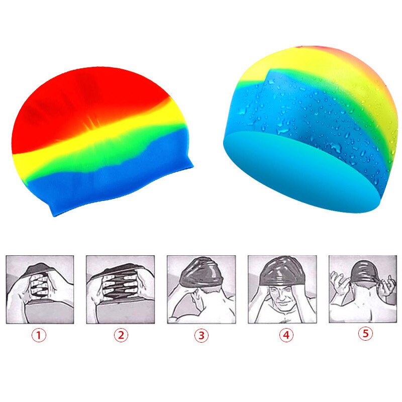 Nowy projekt dorosłych wodoodporne czepki kąpielowe silikonowe czepek pływacki mężczyzna kobiet duże rozmiary cukierkowe kolory czepek kąpielowy nosić kapelusz