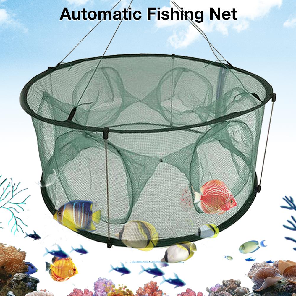 Strengthen Automatic Fishing Net Foldable Catch Crayfish Crab Trap Cage Round Shape Durable Open Lobster Fishing Shrimp