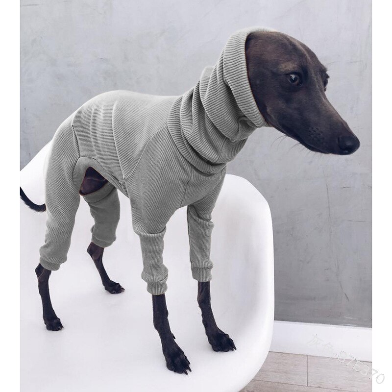 Whippet Italian Greyhound Clothes Lightweight Dog Jumpsuit for Medium Large Big Dogs Turtleneck Pet Pajamas Onesies for Shepherd: 4XL / GRAY