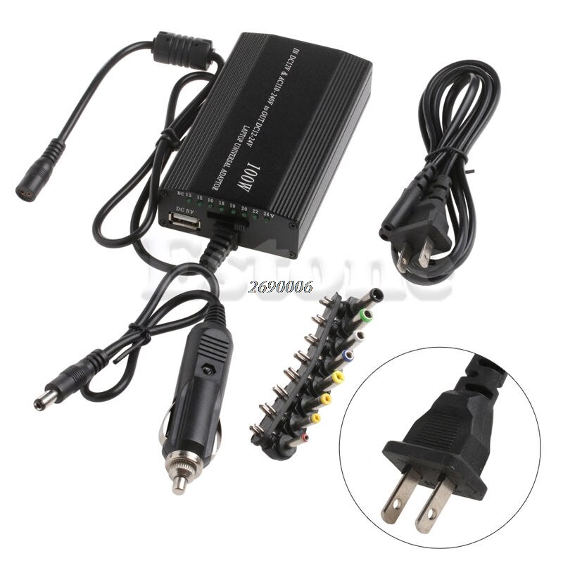 Voor Laptop In Auto Dc Lader Notebook Ac Adapter Voeding 100W Universele