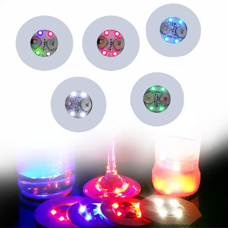 LED Coasters Foam 3 Modes 4 Lights Color Changing Battery Powered Flat Stable Core Board Slightly Cushioned Bar Nightclub Party