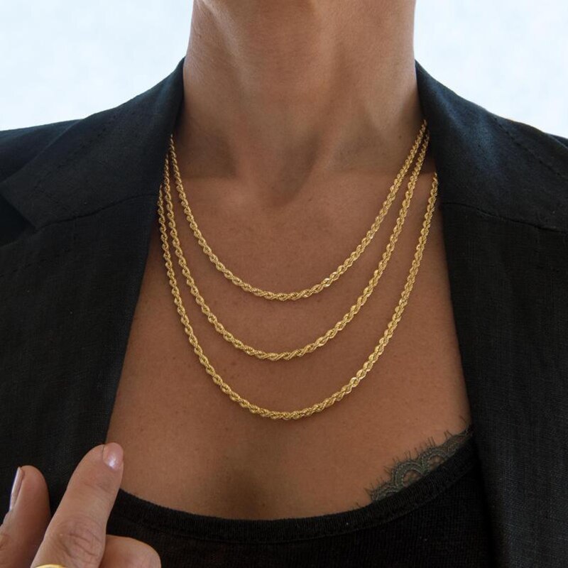 Must Have Minimalist Basic Gold Color Twisted Chain Choker Necklaces For Women Street Style Gold Jewelry Chain Necklace