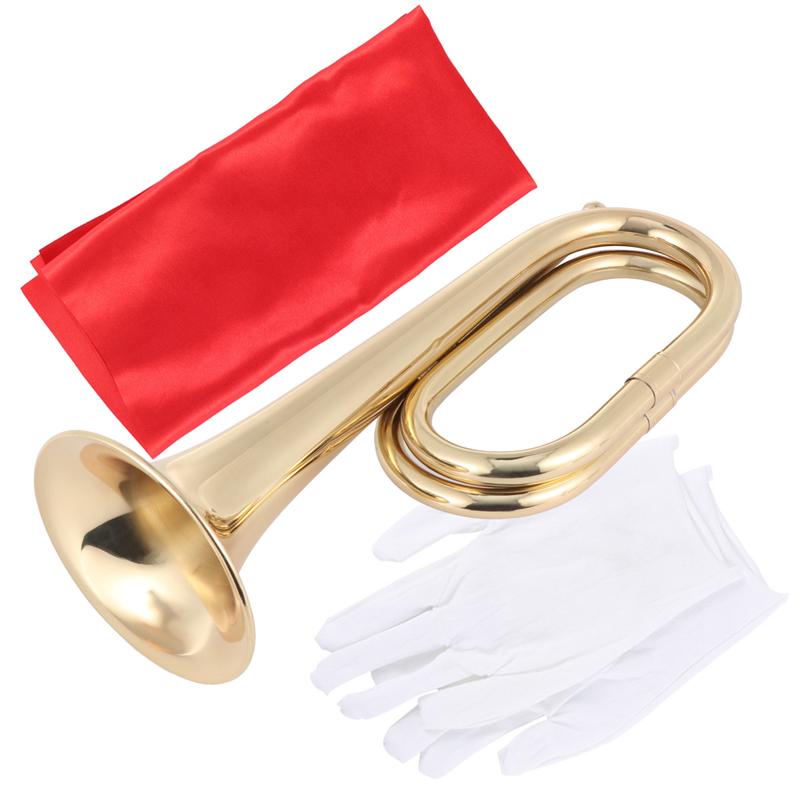 1Pc Trumpet Student Trumpet Brass Instruments Bugle Trumpet Flat Trumpet for Party Running Army Outdoor