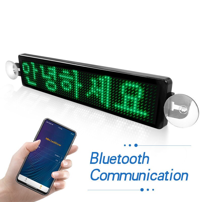 12v LED signage Bluetooth programmable LED display wireless graffiti text 12 * 72 matrix information flat display scrolling text: Green