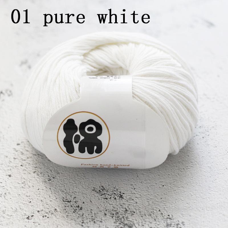 Multi Purpose 8 Strands 100% Cotton DIY Hand-knitted Colorful Crochet Knitted Yarn Home Sewing Supplies Anti-pilling 50g/Ball: 01 pure white