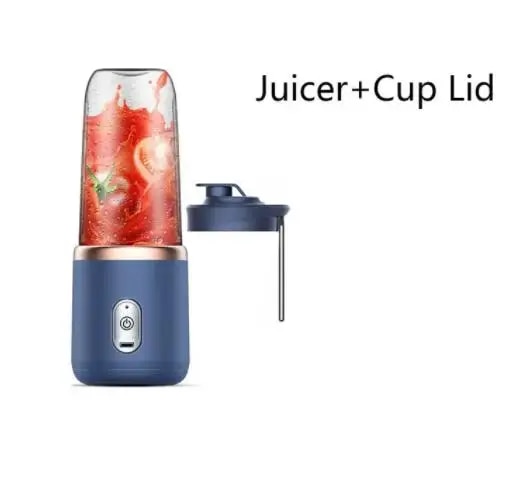 Botella de licuadora portátil, licuadora de jugo multifunción eléctrica de 6 hojas, licuadora de batidos de jugo fresco, trituradora de hielo, procesador de alimentos: Azul cielo