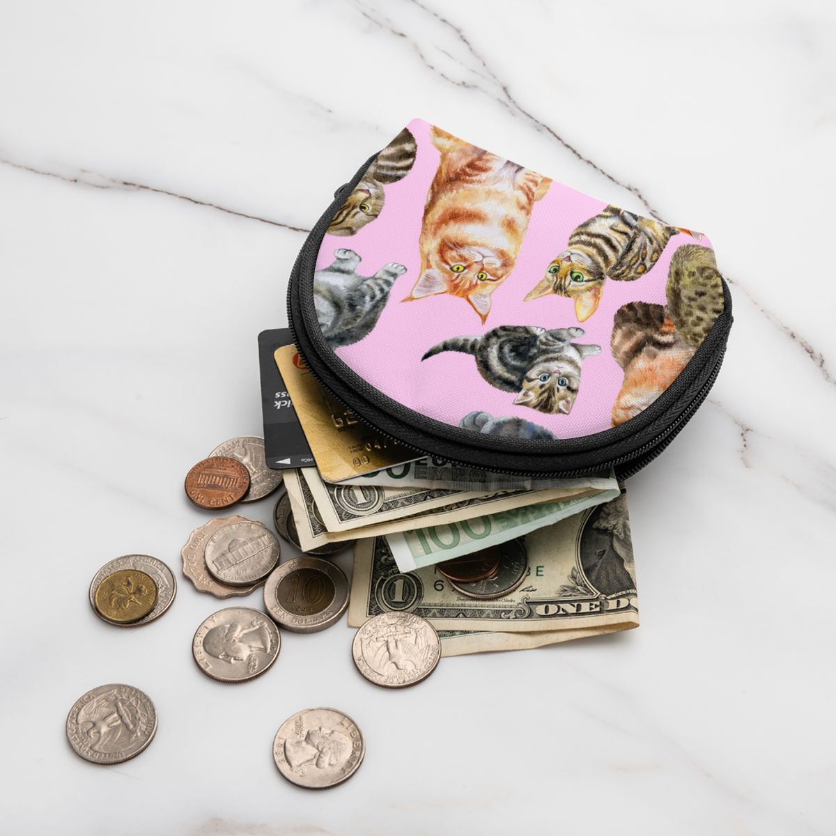 Mand kvinder smart pung visitkort pung kredit business minikort pung akvarel katte