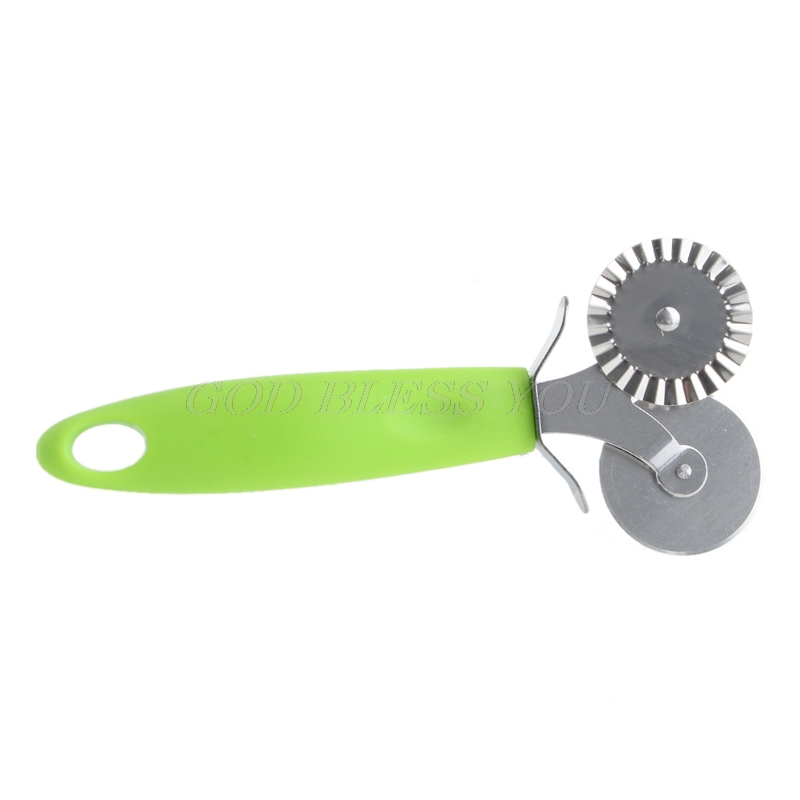 Dubbele Roller Pizza Mes Cutter Gebak Pasta Deeg Crimper Wiel Rolling Slicer Gebak Snijden Gereedschap