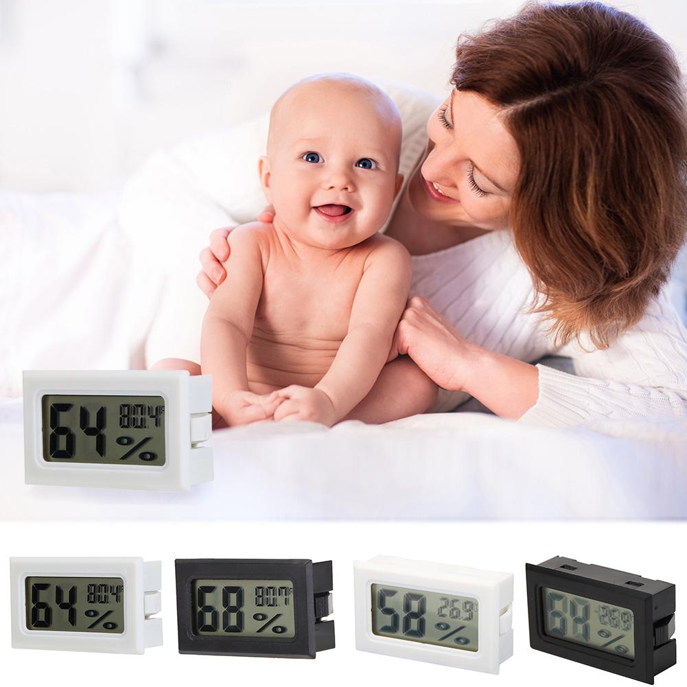 Mini vejrstation digital lcd temperatur fugtighedsmåler abs termometer hygrometer indendørs stuetemperatur sensor