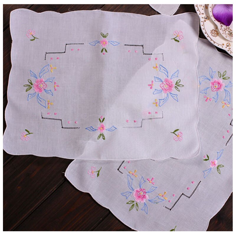 Alfombrilla de algodón bordada para mesa, posavasos de tela para taza, posavasos, Mantel Individual para bebidas de Navidad, para comedor, té y cocina