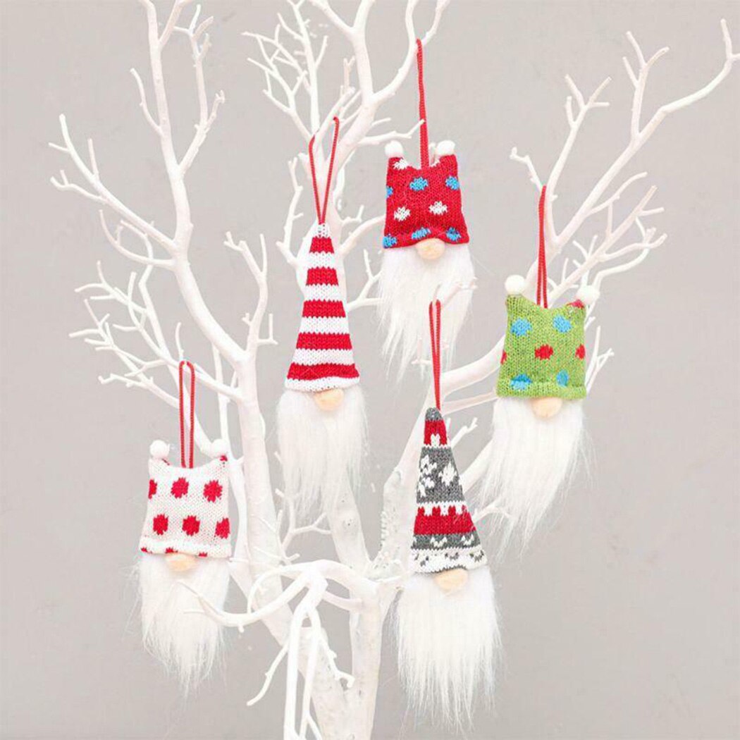 6 Stuks Kerst Gnome Hoed Pluche Ornamenten Zweedse Kerstman Xmas Tree Opknoping Decor Noel Kerstmis- Navidad