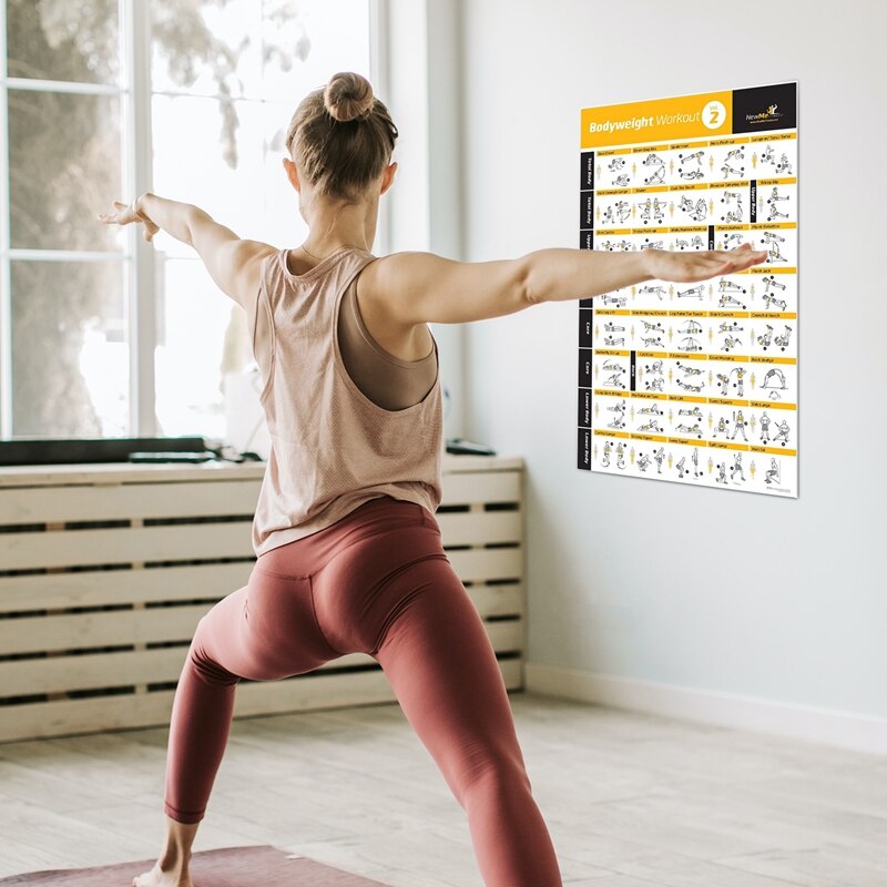 Fitness Workout Posters-Bodyweight Exercise Posters for Body Workout-Core,Abs,Legs,Glutes&amp;Upper Body Training Program