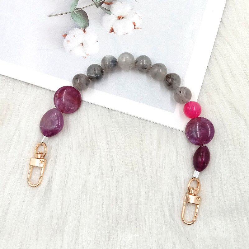 Woman Handbag Accessories Acrylic Resin Bag Chain Colorful Bead Pearl DIY Replacement Detachable Cute Purse Bag Handle Strap: NO.5