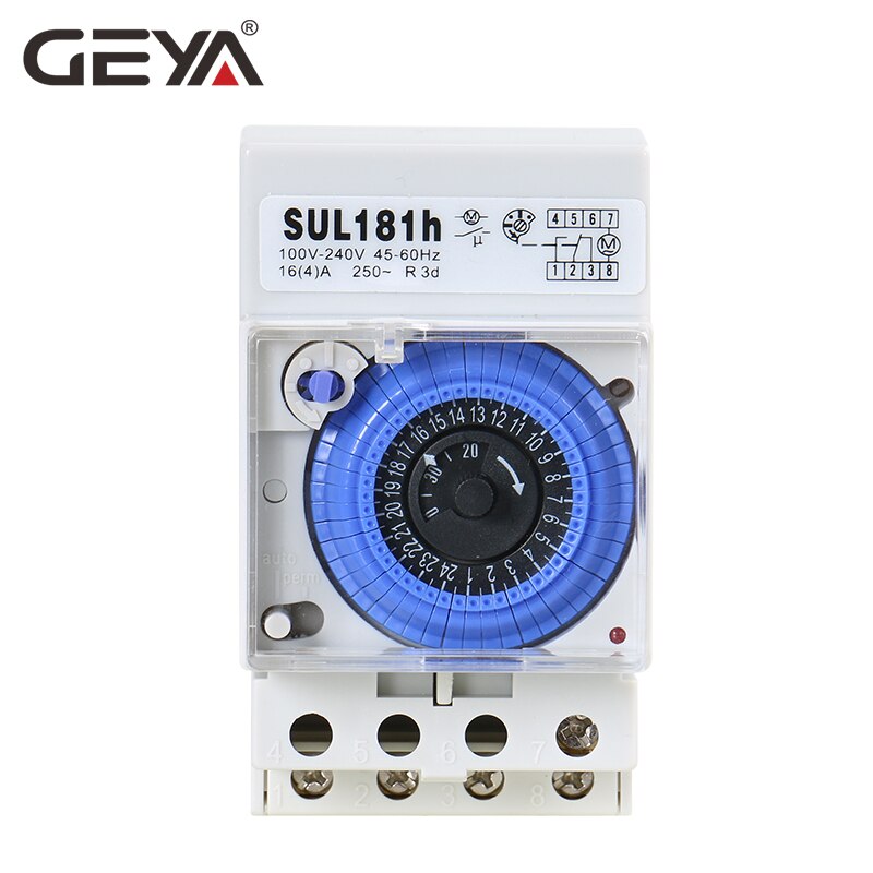 GEYA SUL181h Mechanical Timer Switch Analog 100V-240V 24 Hours Programmable Timer with 30min Setting