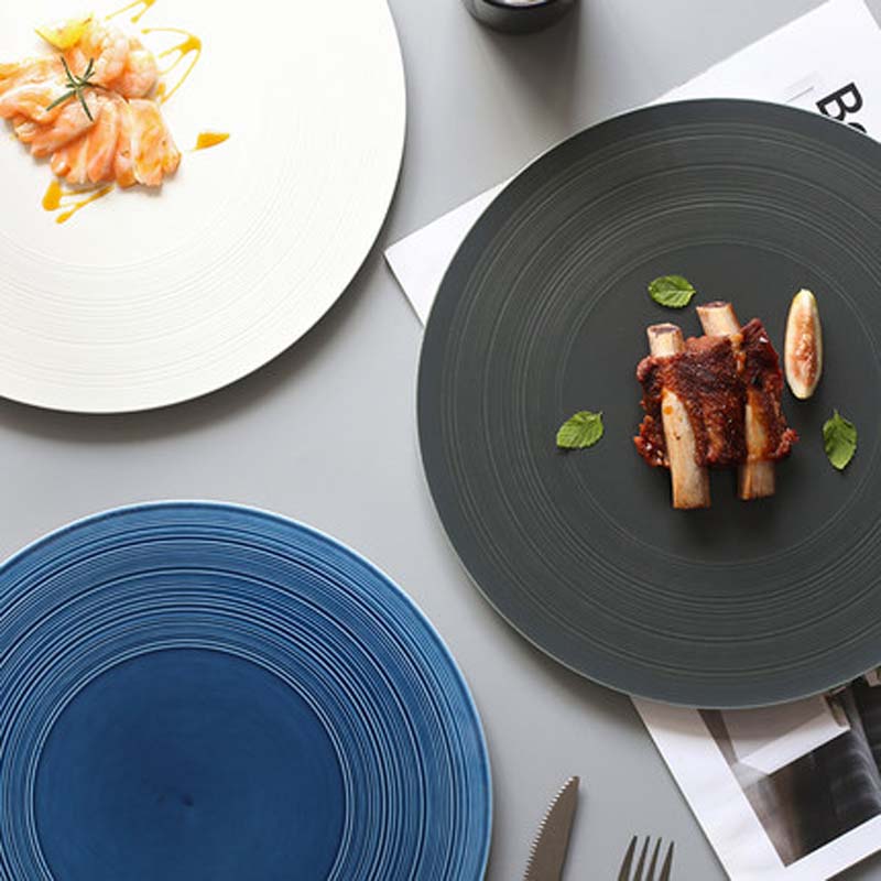 Fancity Nordic Keramische Steak Plaat Platte Schotel Plaat Ronde Westerse Restaurant Plaat Lade Set Plaat Pasta Plaat Creatieve Westerse Pl