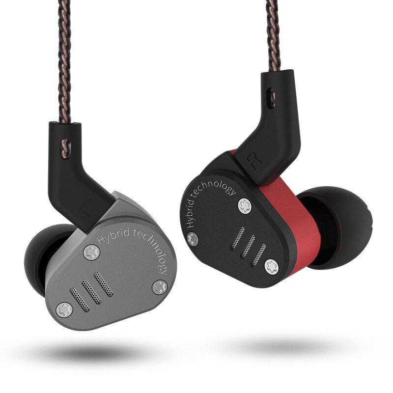 KZ ZSA-Armadura de auriculares intrauditivos de metal, híbrido, monitores deportivos, HiFi y bajos, con cancelación de ruido