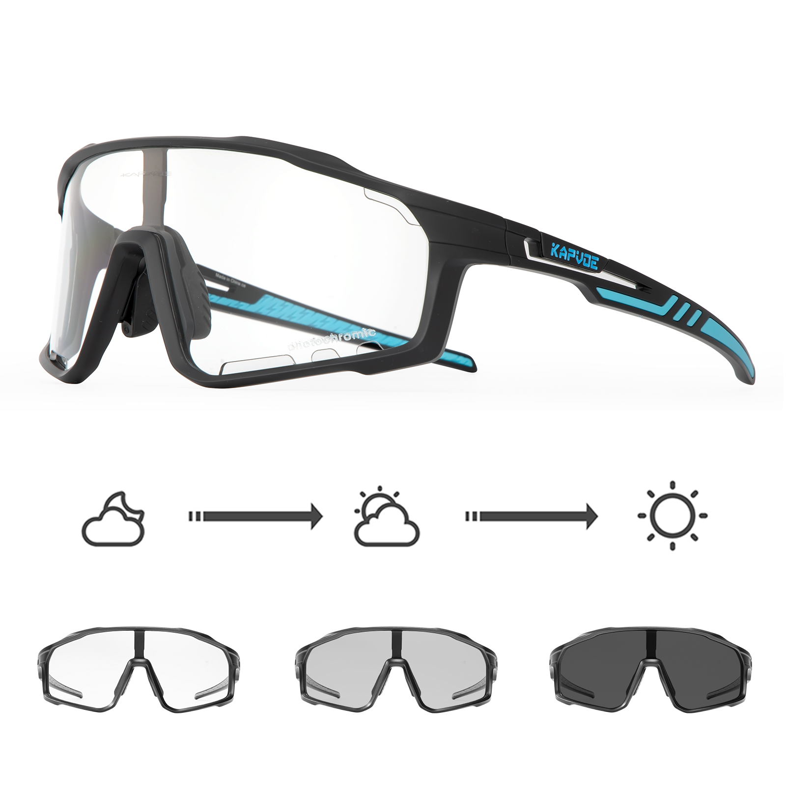 Kapvoe Photochromic Sunglasses Men's Women Sports Cycling Glasses Road Running Goggles MTB Bike Bicycle Mtb Eyewear For Driving: green