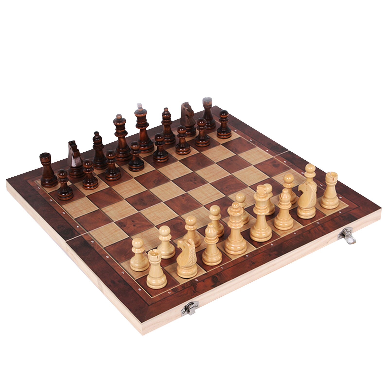 3 In 1 Houten Vouwen Schaakspel Bordspel Draagbare Backgammon Checkers Game Reizen Indoor Houten Schaakstuk Schaakbord: 44x44cm