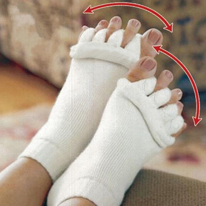 1Pair Vijf Teen Sokken Vingers Teen Separator Foot Alignment Pijn Massage Sokken Voor Vrouw Bretels Ondersteunt