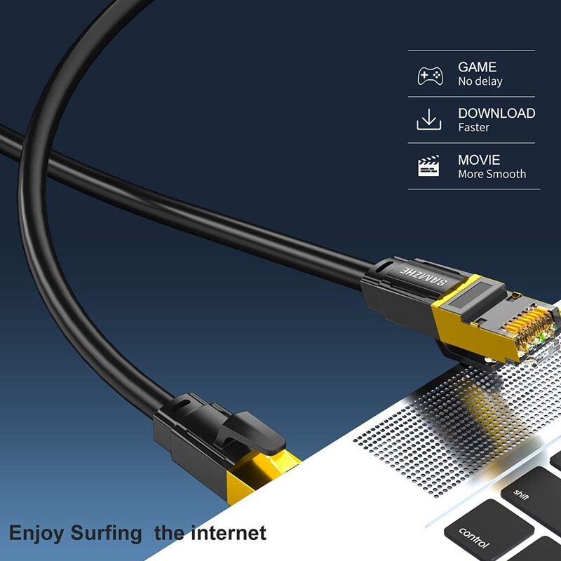 Samzhe Cat8 Sftp Ethernet Kabel Patch Kat 8 Utp Lan Kabel 10Gbps, 25Gbps, 40Gbps Voor RJ45 Computer, Netwerken