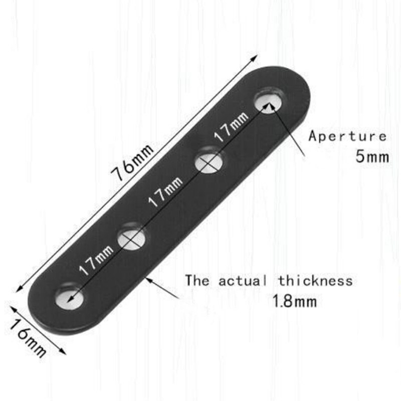 Metal Straight Bracket 4-Hole Flat Mounting Bracket Angle Support Metal Corner Bracket with Mounting Screws