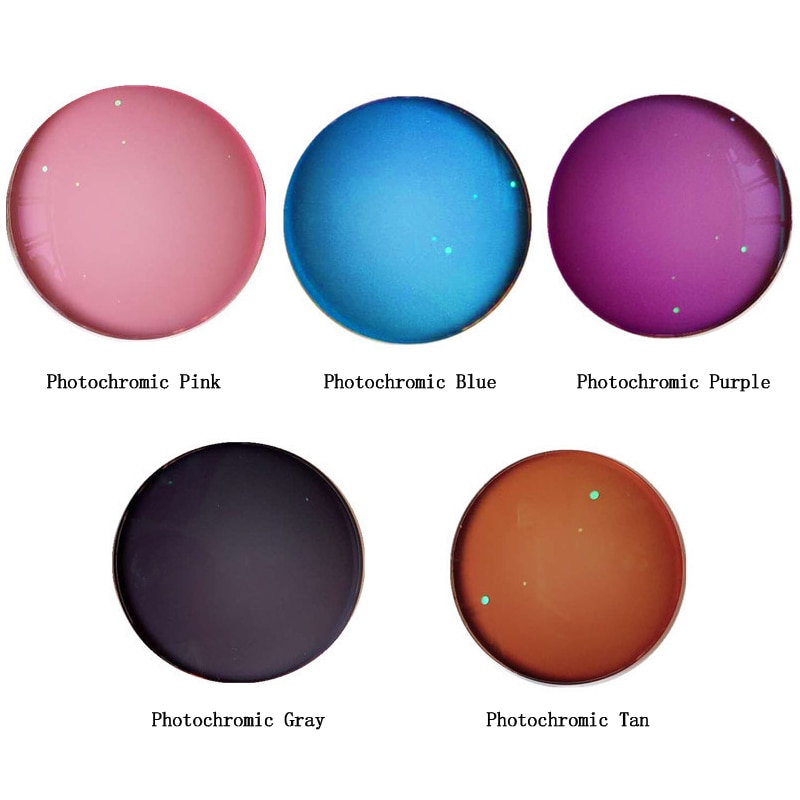 1.56 Photochromic Pink Blue Sunglasses Lens Single Vision Lens 0~-6.0 Myopia Optical Prescription Lenses for Eyewear UV400