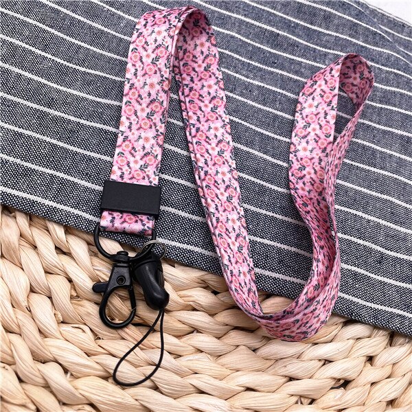 10Pcs/Lot Summer Flower Print Phone Lanyard Straps For Camera Mobile Phone ID Card Long Hanging Rope String Keychain Neck Strap: 009