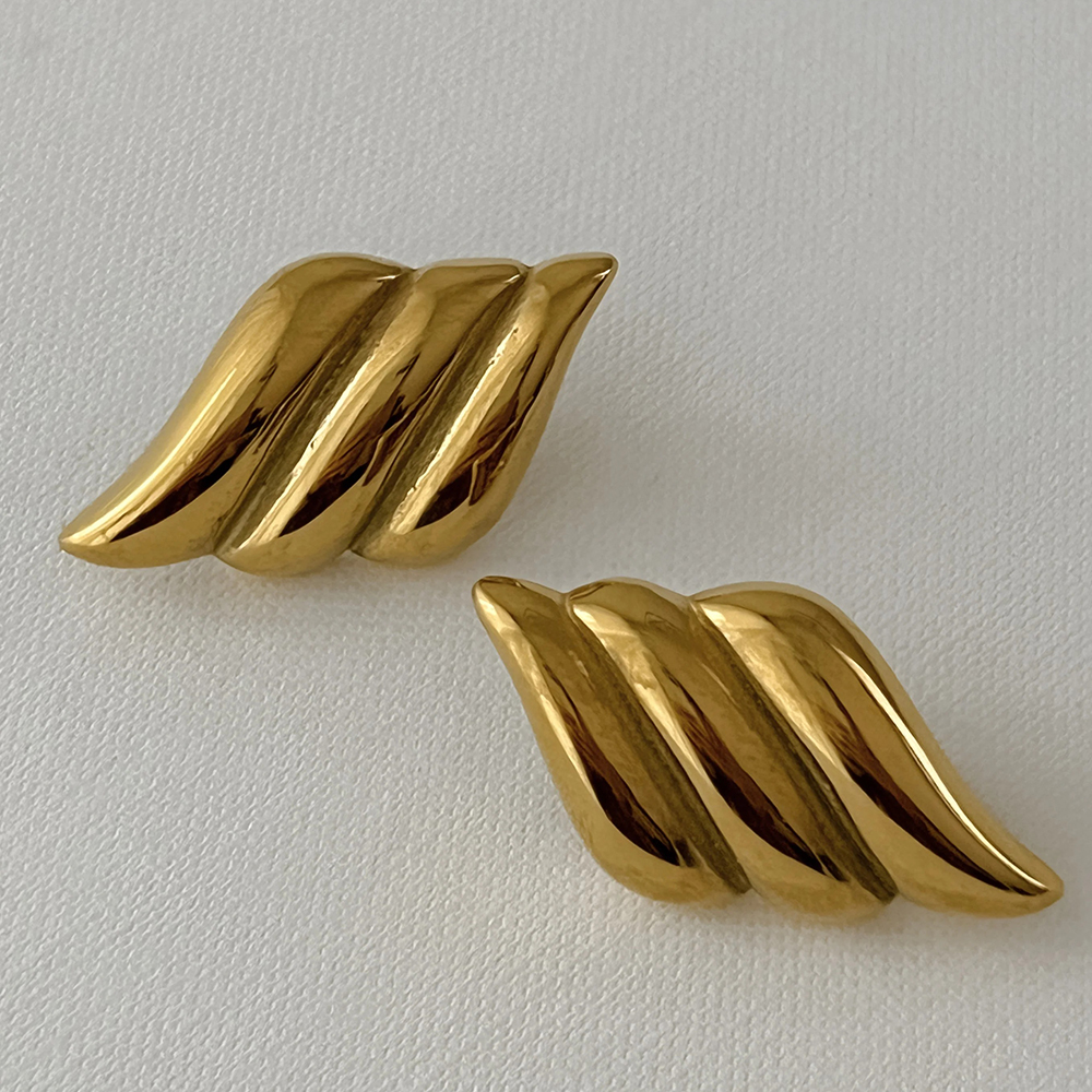 Pendientes geométricos con textura de acero inoxidable para mujer, aretes con nudo torcido chapado en oro de Metal liso, joyería Vintage llamativa: PLATEADO