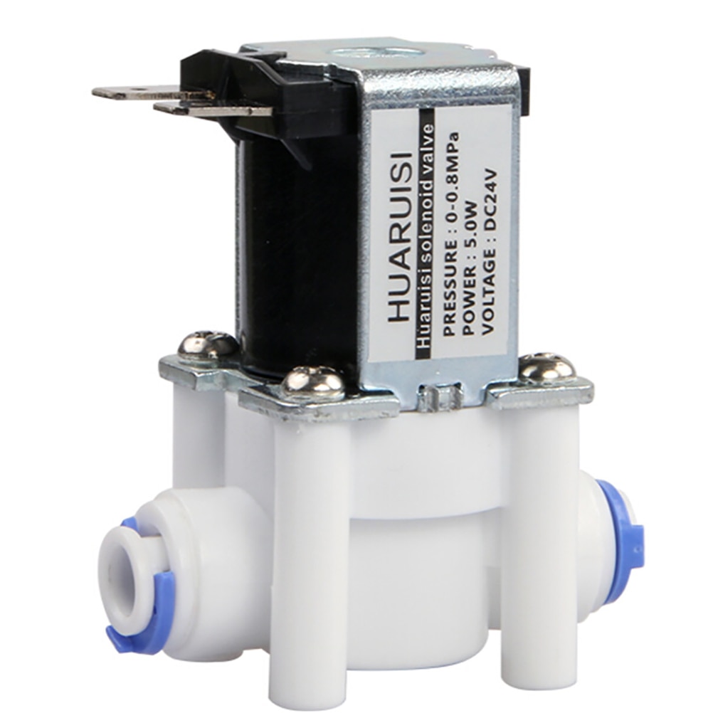 Válvula Solenoide de 24V CC, conexión de manguera de 1/4 &quot;para ósmosis inversa RO, sistema puro, controlador RO, válvula de agua eléctrica