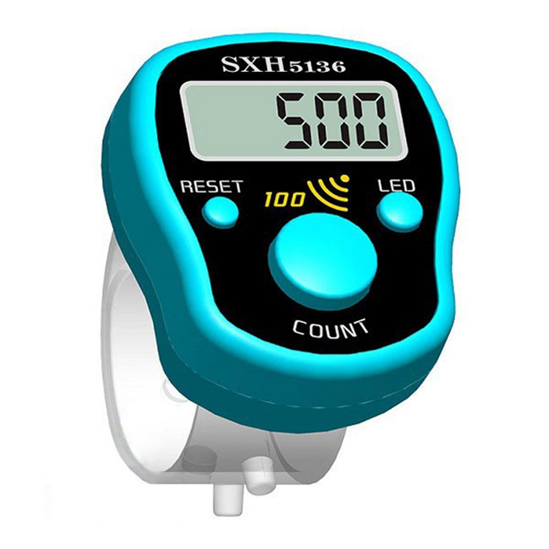 Mini With Stitch Mark And Line Pointer Counter Multi-Color Led Luminous Electronic Chanting Counter Sewing Knitting Tools: LightBlue