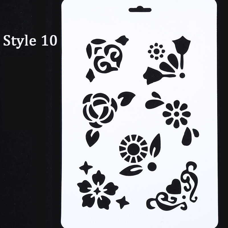 10Pcs Drawing Painting Stencils Scale Template Set 8.3 X 11.7 inch, Plastic Shape Scrapbook Stencils Graphics Stencils for Child: Style 10
