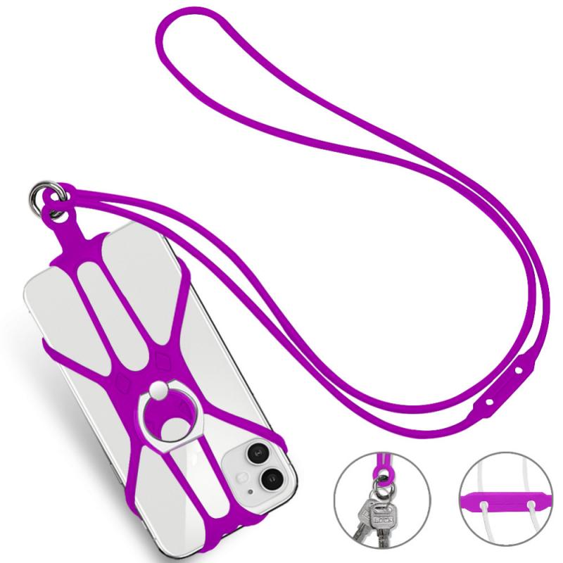 Siliconen Lanyard Universele Lanyard Mobiele Telefoon Neck Opknoping Touw Sling Voor Android Ios Mobiele Telefoon Bandjes: purple