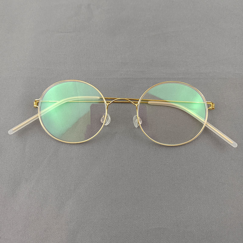 danesa, montura de gafas redonda pequeña sin tornillos para hombres y mujeres, gafas de titanio, monturas de borde de aire, gafas ultraligeras: Amarillo fluorescente