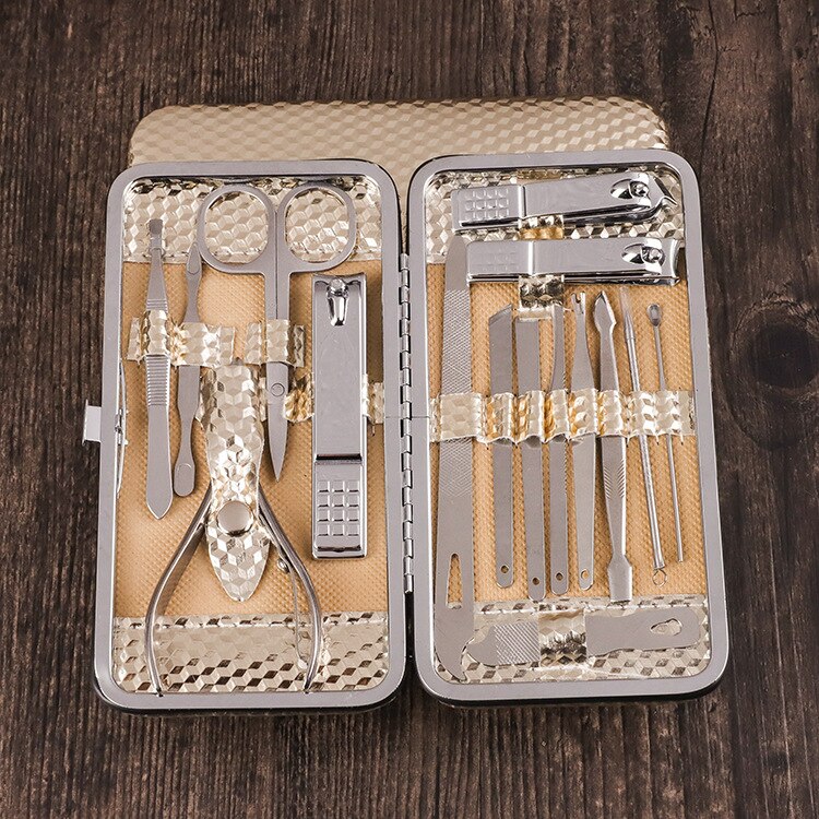 Schoonheid manicure pedicure schaar verzorgingsset manicure set 19 stuks nagelknipper eagle tools complete set in doos: 5