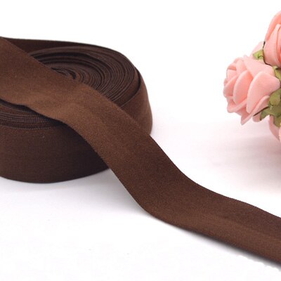 20mm Fold Over Rubber Band Multirole Fabric Spandex 2cm Elastic Bands Tape Garment For Pants Sewing Accessories 5yards: coffee 5yards