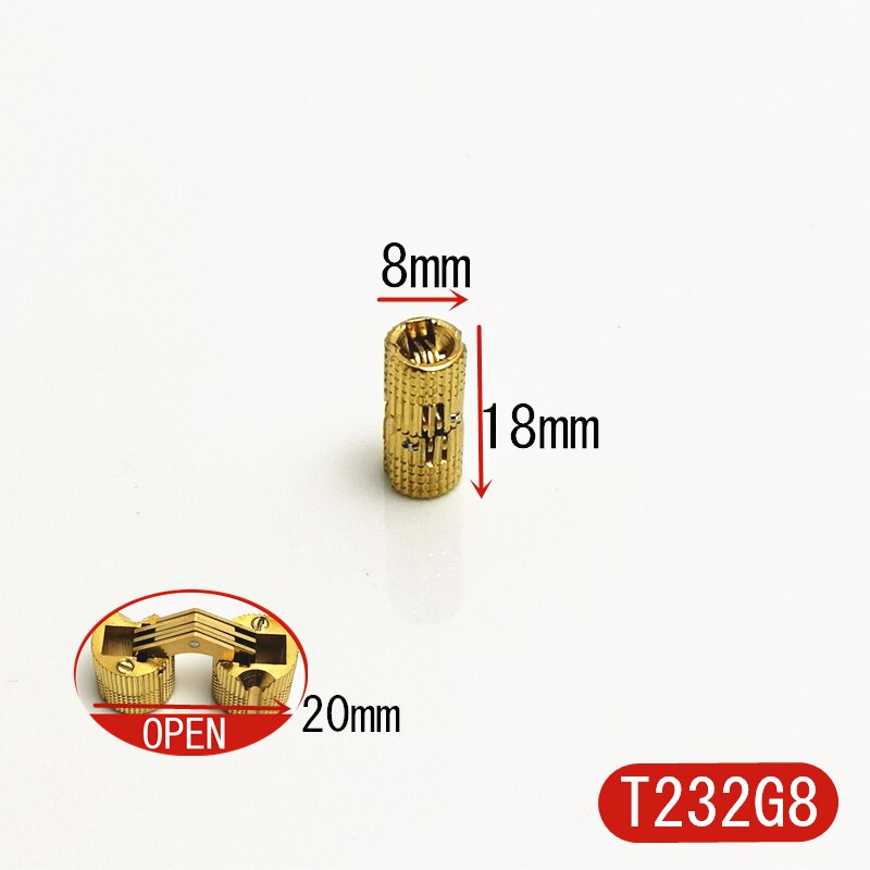 1pc Pure Copper Brass Furniture Hinges 8-24mm Cylindrical Hidden Cabinet Concealed Invisible Door Hinges For Hardware Box: 8mm