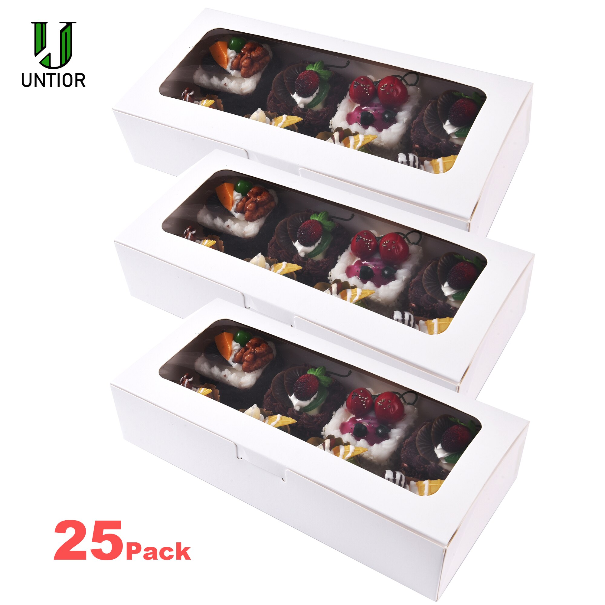 25Pack Cake Dozen Goodies Dozen Cookie Dozen Partij Gunst Dozen Papier Dozen Voor Verjaardagsfeestje En Voor Bruiloft met Venster: WHITE