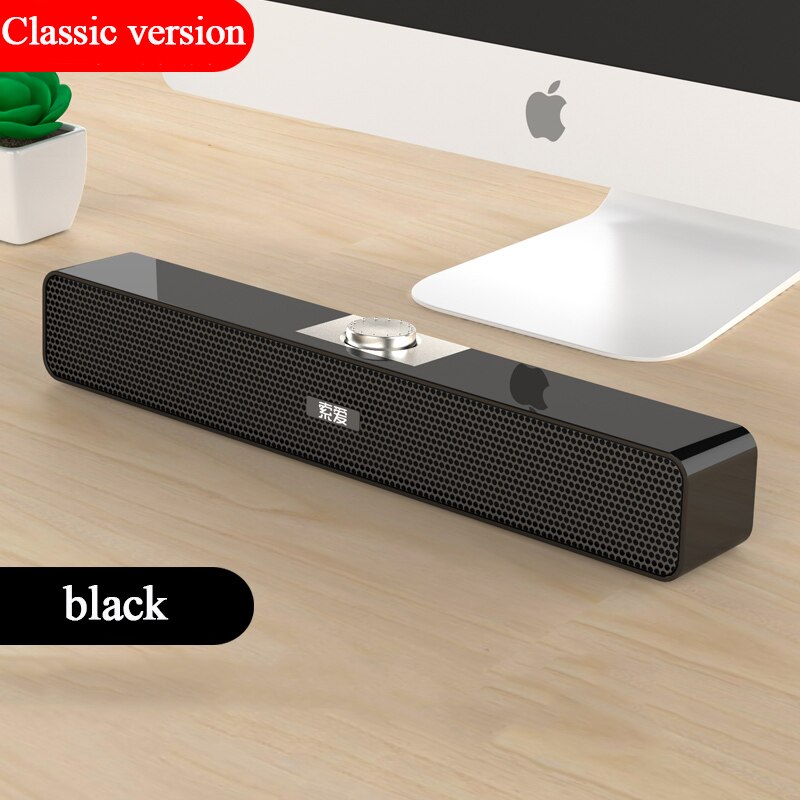 3D Surround Bluetooth 5.0 Soundbar USB Wired Computer Speakers Stereo Subwoofer Sound bar Loudspeaker for Laptop PC Theater TV: Classic ver black