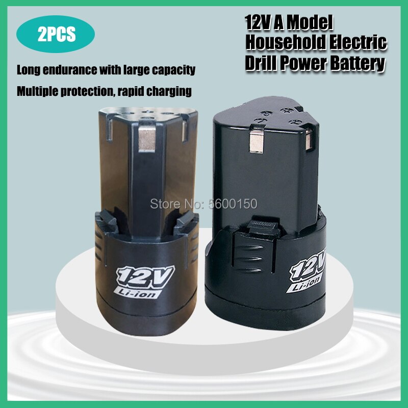Batería de destornillador eléctrico de 12V, batería de litio recargable 18650, taladro eléctrico para el hogar: 2PCS A Model