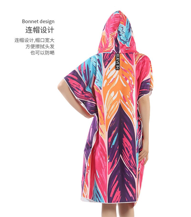 Micrfiber Quick Drying Changing Robe Swimming Surf Beach Poncho Towel Portable Soft Bath Towels With Cloak Bathrobe Home Textile